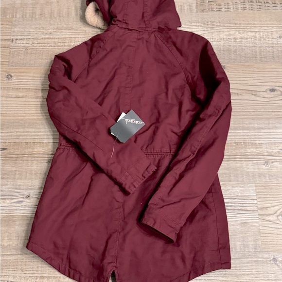 Collection B Juniors' Hooded Anorak Jacket, women’s coat size S Burgundy. New - Picture 8 of 9